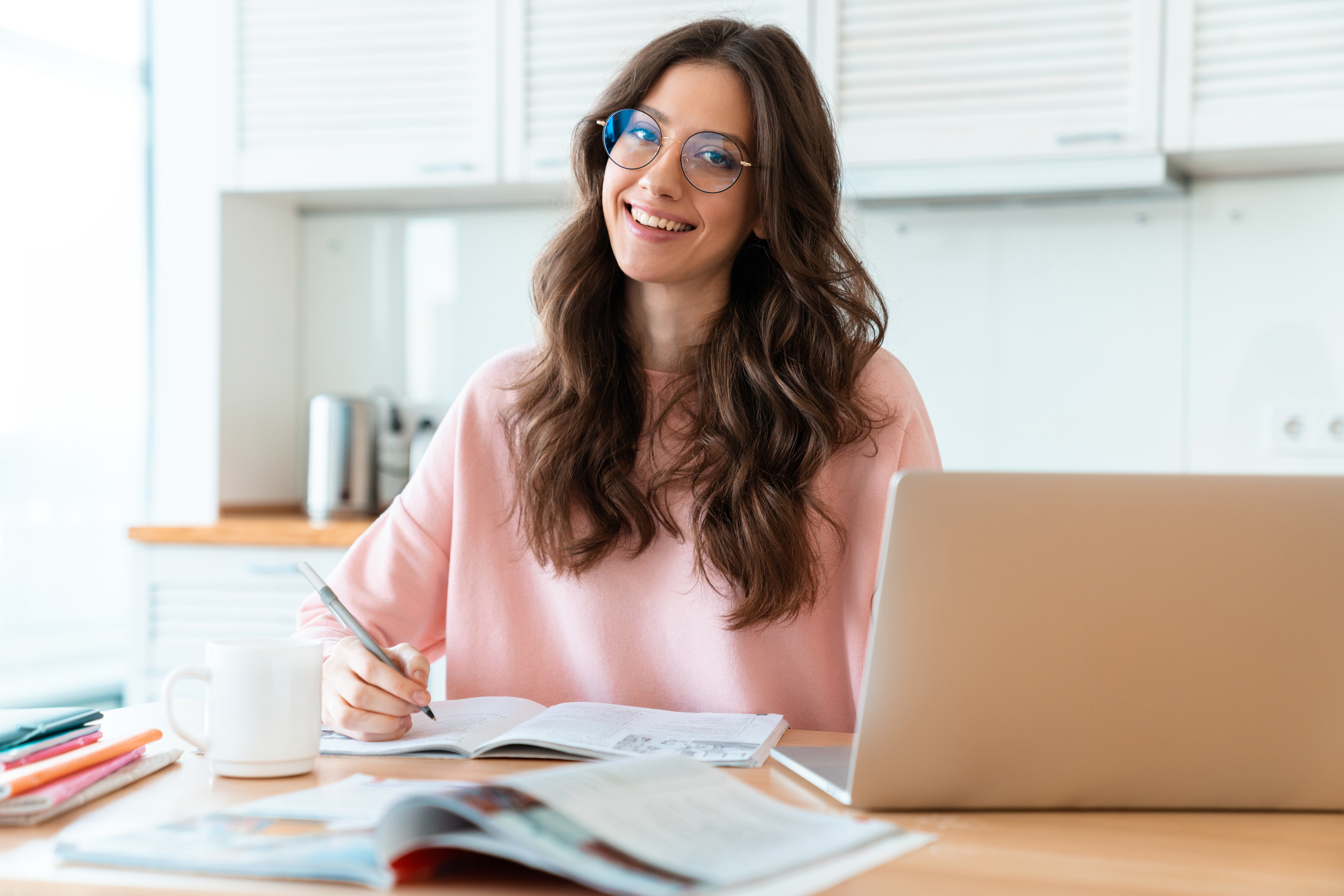 Woman Studying at Home